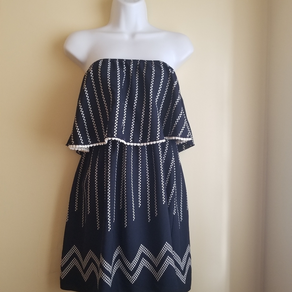 Black & White Strapless Top Kii Size L